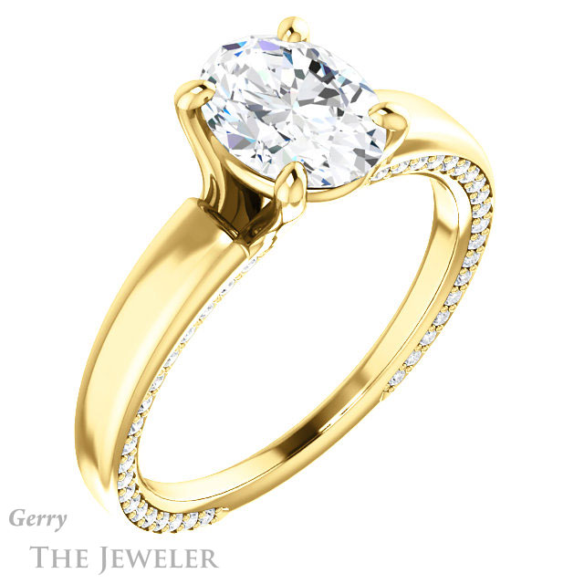 Oval Shaped Forever One Moissanite Engagement Ring #GTJ998-oval-fo-y | Gerry The Jeweler Oval Shaped Forever One Moissanite Engagement Ring #GTJ998-oval-fo-y
