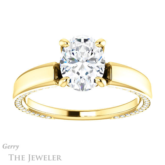 Oval Shaped Forever One Moissanite Engagement Ring #GTJ998-oval-fo-y | Gerry The Jeweler Oval Shaped Forever One Moissanite Engagement Ring #GTJ998-oval-fo-y