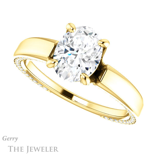 Oval Shaped Forever One Moissanite Engagement Ring #GTJ998-oval-fo-y | Gerry The Jeweler Oval Shaped Forever One Moissanite Engagement Ring #GTJ998-oval-fo-y