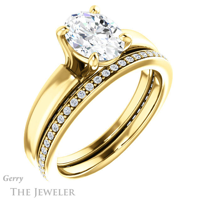 Oval Shaped Forever One Moissanite Engagement Ring #GTJ998-oval-fo-y | Gerry The Jeweler Oval Shaped Forever One Moissanite Engagement Ring #GTJ998-oval-fo-y