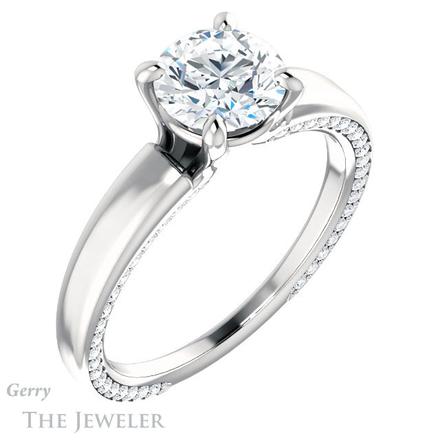 Round Cut Forever One Moissanite Engagement Ring #GTJ998-round-fo-w | Gerry The Jeweler Round Cut Forever One Moissanite Engagement Ring #GTJ998-round-fo-w