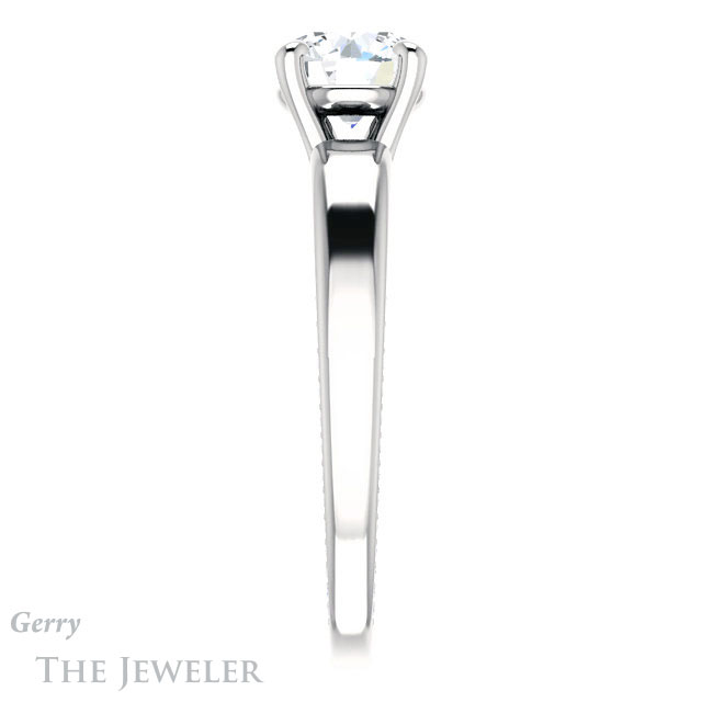 Round Cut Forever One Moissanite Engagement Ring #GTJ998-round-fo-w | Gerry The Jeweler Round Cut Forever One Moissanite Engagement Ring #GTJ998-round-fo-w