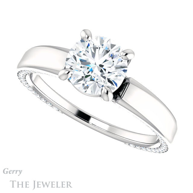 Round Cut Forever One Moissanite Engagement Ring #GTJ998-round-fo-w | Gerry The Jeweler Round Cut Forever One Moissanite Engagement Ring #GTJ998-round-fo-w
