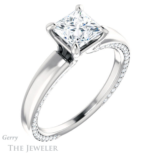 Princess Cut Forever One Moissanite Engagement Ring #GTJ998-square-fo-w | Gerry The Jeweler Princess Cut Forever One Moissanite Engagement Ring #GTJ998-square-fo-w