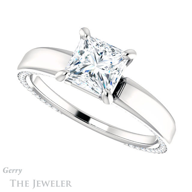 Princess Cut Forever One Moissanite Engagement Ring #GTJ998-square-fo-w | Gerry The Jeweler Princess Cut Forever One Moissanite Engagement Ring #GTJ998-square-fo-w