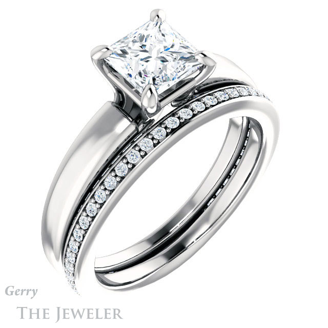 Princess Cut Forever One Moissanite Engagement Ring #GTJ998-square-fo-w | Gerry The Jeweler Princess Cut Forever One Moissanite Engagement Ring #GTJ998-square-fo-w