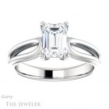 Emerald Cut Forever One Moissanite Engagement Ring #GTJ999-emerald-fb-w 1 Emerald Cut Forever Brilliant Moissanite Engagement Ring #GTJ999-emerald-fb-w