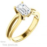 Emerald Cut Forever One Moissanite Engagement Ring #GTJ999-emerald-fb-y 4 Emerald Cut Forever Brilliant Moissanite Engagement Ring #GTJ999-emerald-fb-y