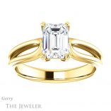 Emerald Cut Forever One Moissanite Engagement Ring #GTJ999-emerald-fb-y 1 Emerald Cut Forever Brilliant Moissanite Engagement Ring #GTJ999-emerald-fb-y