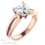 Heart Shaped Forever One Moissanite Engagement Ring #GTJ999-heart-fb-r 4 Heart Shaped Forever Brilliant Moissanite Engagement Ring #GTJ999-heart-fb-r