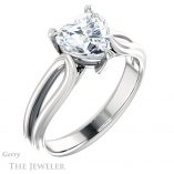 Heart Shaped Forever One Moissanite Engagement Ring #GTJ999-heart-fb-w 4 Heart Shaped Forever Brilliant Moissanite Engagement Ring #GTJ999-heart-fb-w