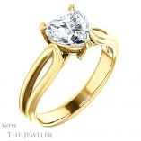 Heart Shaped Forever One Moissanite Engagement Ring #GTJ999-heart-fb-y 4 Heart Shaped Forever Brilliant Moissanite Engagement Ring #GTJ999-heart-fb-y