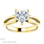 Heart Shaped Forever One Moissanite Engagement Ring #GTJ999-heart-fb-y 1 Heart Shaped Forever Brilliant Moissanite Engagement Ring #GTJ999-heart-fb-y