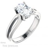 Oval Shaped Forever One Moissanite Engagement Ring #GTJ999-oval-fo-w