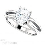 Oval Shaped Forever One Moissanite Engagement Ring #GTJ999-oval-fo-w