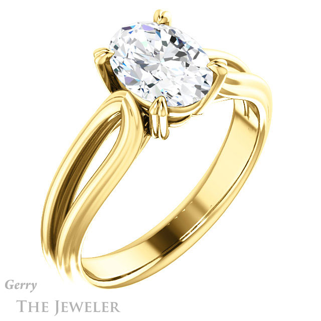 Oval Shaped Forever One Moissanite Engagement Ring #GTJ999-oval-fo-y 4 Oval Shaped Forever One Moissanite Engagement Ring #GTJ999-oval-fo-y