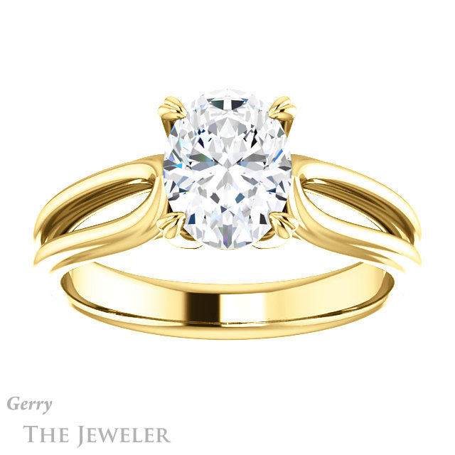 Oval Shaped Forever One Moissanite Engagement Ring #GTJ999-oval-fo-y