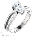 Pear Shaped Forever One Moissanite Engagement Ring #GTJ999-pear-fb-w 4 Pear Shaped Forever Brilliant Moissanite Engagement Ring #GTJ999-pear-fb-w