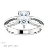 Pear Shaped Forever One Moissanite Engagement Ring #GTJ999-pear-fb-w 1 Pear Shaped Forever Brilliant Moissanite Engagement Ring #GTJ999-pear-fb-w