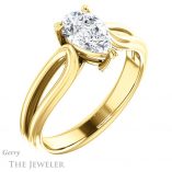 Pear Shaped Forever One Moissanite Engagement Ring #GTJ999-pear-fb-y 4 Pear Shaped Forever Brilliant Moissanite Engagement Ring #GTJ999-pear-fb-y
