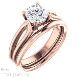 Round Cut Forever One Moissanite Engagement Ring #GTJ999-round-fo-r