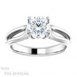 Round Cut Forever One Moissanite Engagement Ring #GTJ999-round-fo-w 1 Round Cut Forever One Moissanite Engagement Ring #GTJ999-round-fo-w