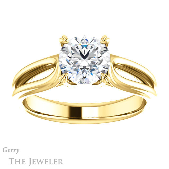 Round Cut Forever One Moissanite Engagement Ring #GTJ999-round-fo-y
