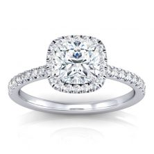 Cushion Cut Halo Engagement Ring - GTJ3602-w-1 Cushion Cut Forever One Halo Ring