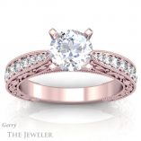 Vintage Inspired Rose Gold Engagement Ring - GTJ3010-round-r-1 Rose Gold Vintage Engagement Ring Setting #GTJ3010-round-r