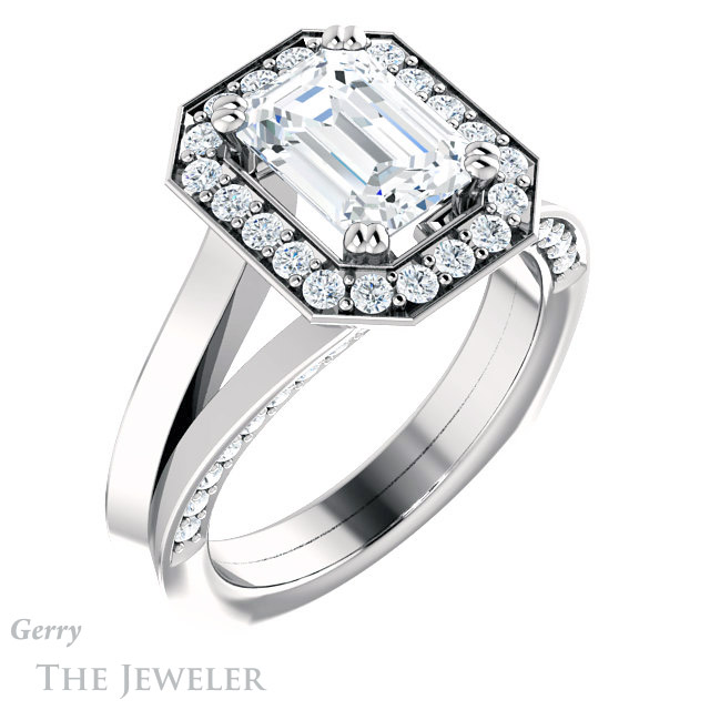 2 Carat Emerald Cut Ring Setting in 14k White Gold #GTJ4000-2-00ct-emerald-w | Gerry The Jeweler 2 Carat Emerald Cut Ring Setting in 14k White Gold #GTJ4000-2-00ct-emerald-w