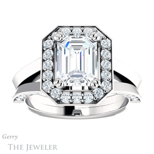 2 Carat Emerald Cut Ring Setting in 14k White Gold #GTJ4000-2-00ct-emerald-w | Gerry The Jeweler 2 Carat Emerald Cut Ring Setting in 14k White Gold #GTJ4000-2-00ct-emerald-w