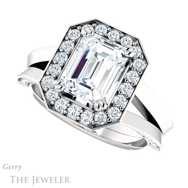 2 Carat Emerald Cut Ring Setting in 14k White Gold #GTJ4000-2-00ct-emerald-w | Gerry The Jeweler 2 Carat Emerald Cut Ring Setting in 14k White Gold #GTJ4000-2-00ct-emerald-w