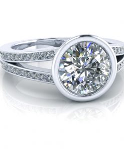 Bezel Set Moissanite Ring with Split Shank #GTJ3844-round-fo-w | Gerry The Jeweler Bezel Set Moissanite Ring with Split Shank #GTJ3844-round-fo-w - Image 4