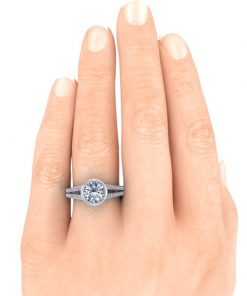 Bezel Set Moissanite Ring with Split Shank #GTJ3844-round-fo-w | Gerry The Jeweler Bezel Set Moissanite Ring with Split Shank #GTJ3844-round-fo-w - Image 5