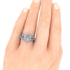 Bezel Set Moissanite Ring with Split Shank #GTJ3844-round-fo-w | Gerry The Jeweler Bezel Set Moissanite Ring with Split Shank #GTJ3844-round-fo-w - Image 6