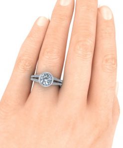 Bezel Set Moissanite Ring with Split Shank #GTJ3844-round-fo-w | Gerry The Jeweler Bezel Set Moissanite Ring with Split Shank #GTJ3844-round-fo-w - Image 6