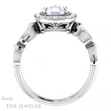 14k White Gold Asscher Cut Forever One Engagement Ring Setting #GTJ1000-asscher-fo-w 2 14k White Gold Asscher Cut Forever One Engagement Ring Setting #GTJ1000-asscher-fo-w