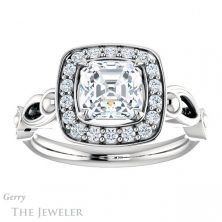 14k White Gold Asscher Cut Forever One Engagement Ring Setting #GTJ1000-asscher-fo-w 1 14k White Gold Asscher Cut Forever One Engagement Ring Setting #GTJ1000-asscher-fo-w