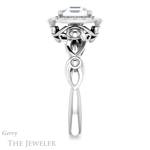 14k White Gold Asscher Cut Forever One Engagement Ring Setting #GTJ1000-asscher-fo-w 3 14k White Gold Asscher Cut Forever One Engagement Ring Setting #GTJ1000-asscher-fo-w