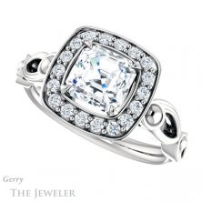 14k White Gold Asscher Cut Forever One Engagement Ring Setting #GTJ1000-asscher-fo-w 5 14k White Gold Asscher Cut Forever One Engagement Ring Setting #GTJ1000-asscher-fo-w