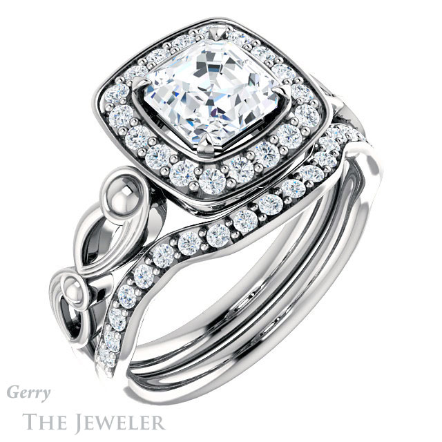 14k White Gold Asscher Cut Forever One Engagement Ring Setting #GTJ1000-asscher-fo-w 6 14k White Gold Asscher Cut Forever One Engagement Ring Setting #GTJ1000-asscher-fo-w