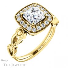 14k Yellow Gold Asscher Cut Forever One Engagement Ring Setting #GTJ1000-asscher-fo-y 4 14k Yellow Gold Asscher Cut Forever One Engagement Ring Setting #GTJ1000-asscher-fo-y