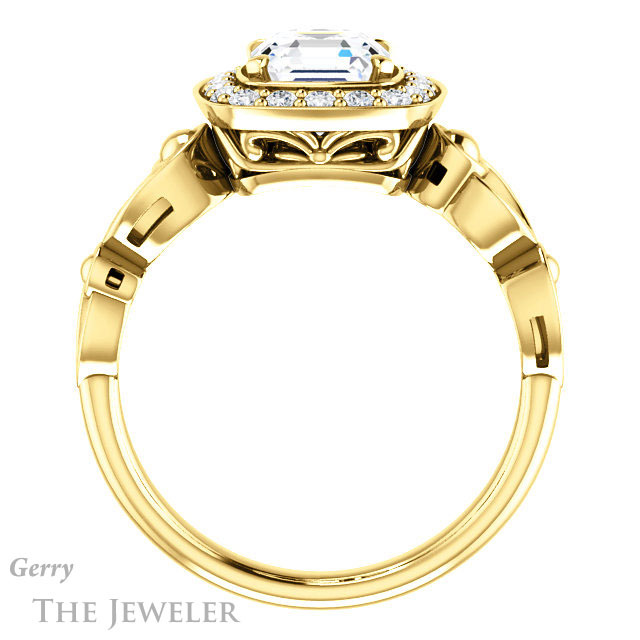 14k Yellow Gold Asscher Cut Forever One Engagement Ring Setting #GTJ1000-asscher-fo-y