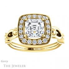 14k Yellow Gold Asscher Cut Forever One Engagement Ring Setting #GTJ1000-asscher-fo-y 1 14k Yellow Gold Asscher Cut Forever One Engagement Ring Setting #GTJ1000-asscher-fo-y