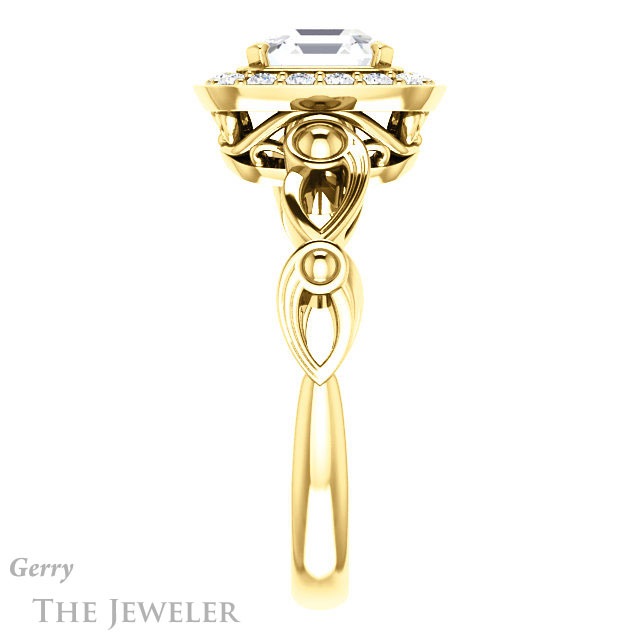 14k Yellow Gold Asscher Cut Forever One Engagement Ring Setting #GTJ1000-asscher-fo-y 3 14k Yellow Gold Asscher Cut Forever One Engagement Ring Setting #GTJ1000-asscher-fo-y