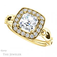14k Yellow Gold Asscher Cut Forever One Engagement Ring Setting #GTJ1000-asscher-fo-y 5 14k Yellow Gold Asscher Cut Forever One Engagement Ring Setting #GTJ1000-asscher-fo-y