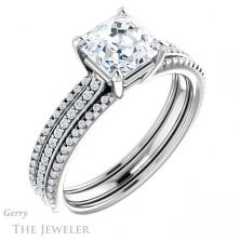 14k White Gold Asscher Cut Forever One Engagement Ring Setting #GTJ1004-asscher-fo-w 4 14k White Gold Asscher Cut Forever One Engagement Ring Setting #GTJ1004-asscher-fo-w