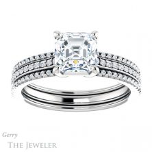 14k White Gold Asscher Cut Forever One Engagement Ring Setting #GTJ1004-asscher-fo-w 1 14k White Gold Asscher Cut Forever One Engagement Ring Setting #GTJ1004-asscher-fo-w