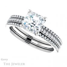 14k White Gold Asscher Cut Forever One Engagement Ring Setting #GTJ1004-asscher-fo-w 5 14k White Gold Asscher Cut Forever One Engagement Ring Setting #GTJ1004-asscher-fo-w