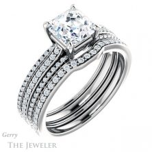 14k White Gold Asscher Cut Forever One Engagement Ring Setting #GTJ1004-asscher-fo-w 6 14k White Gold Asscher Cut Forever One Engagement Ring Setting #GTJ1004-asscher-fo-w